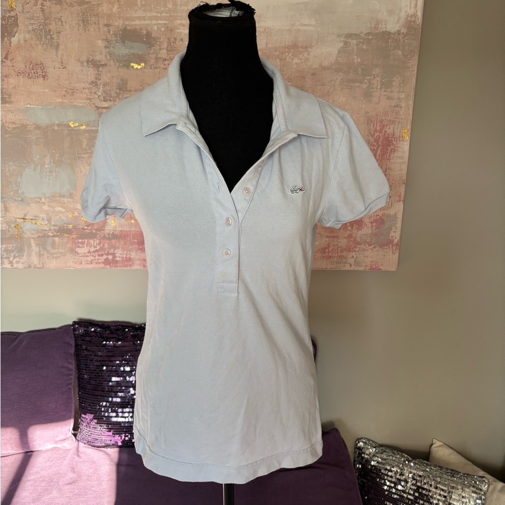 Lacoste Light Blue Polo Button Down Shirt‎ Short Sleeve Size 38